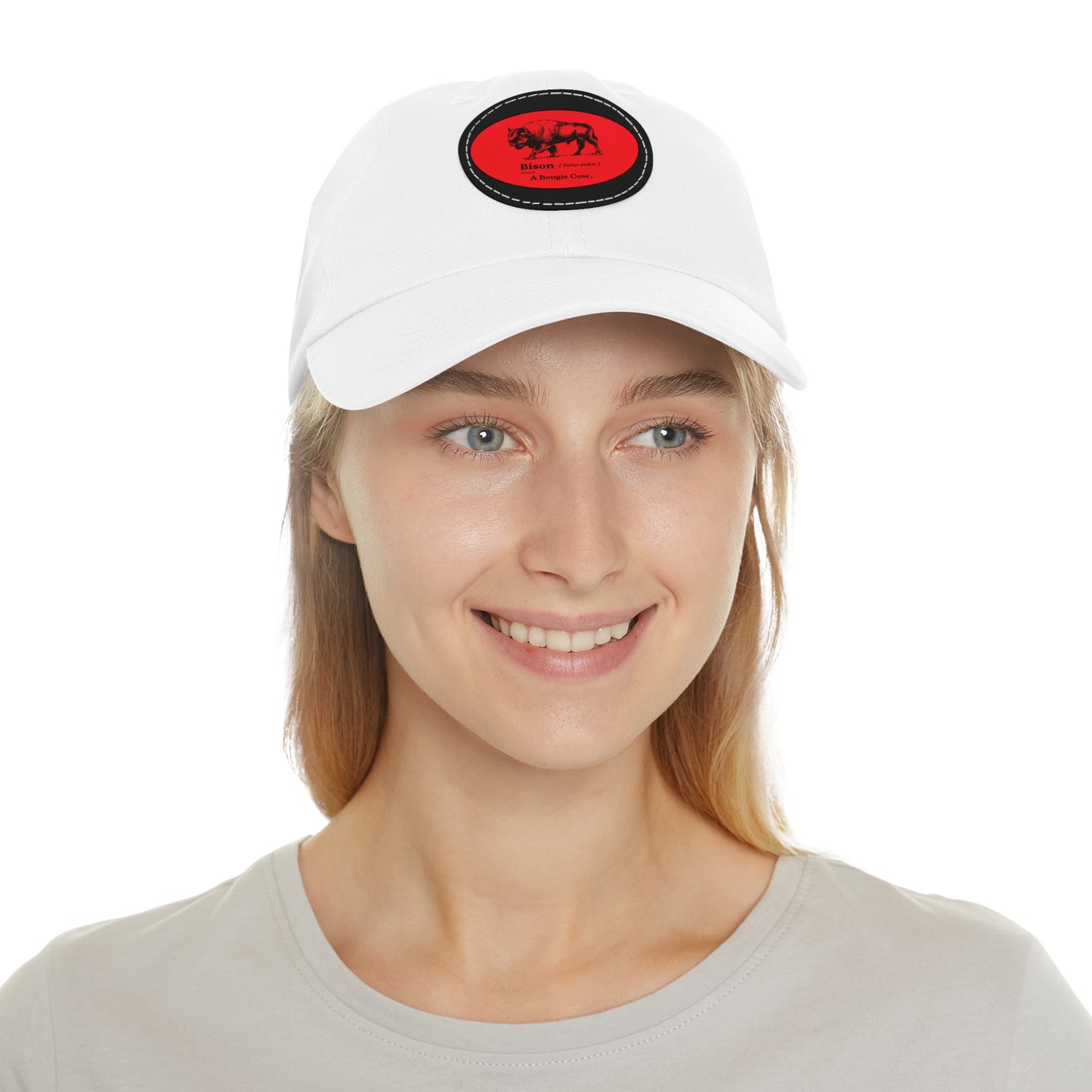 BISON Dad Hat with Leather Patch (Round)