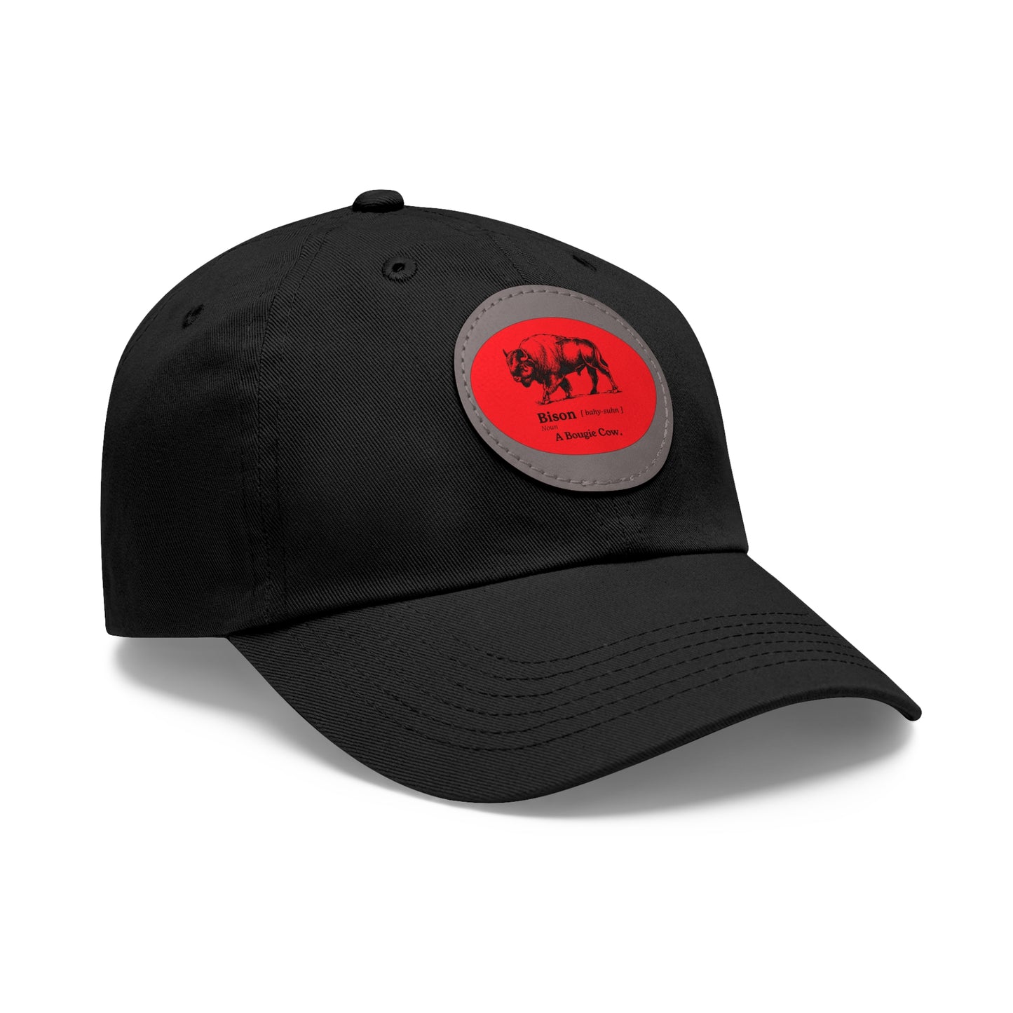 BISON Dad Hat with Leather Patch (Round)