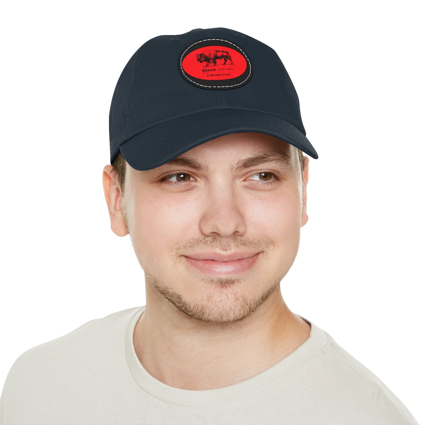 BISON Dad Hat with Leather Patch (Round)