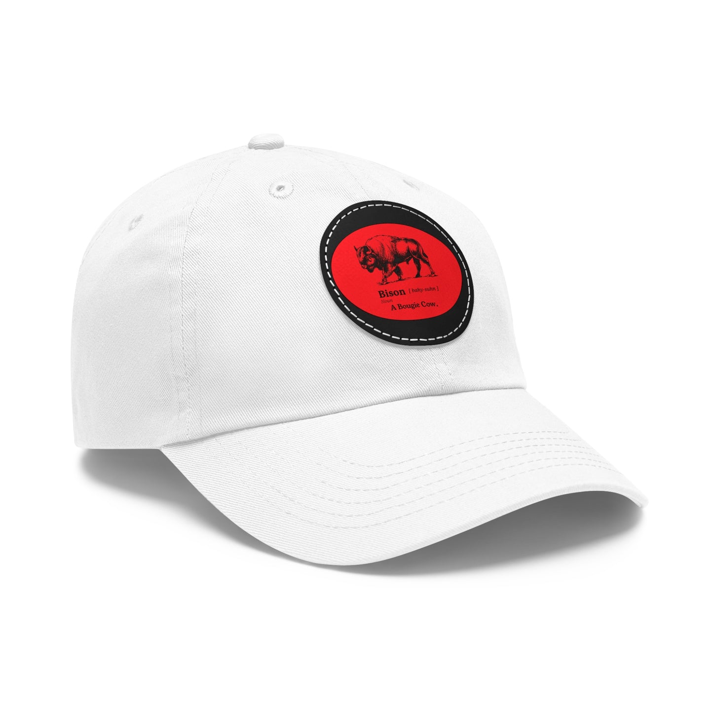 BISON Dad Hat with Leather Patch (Round)