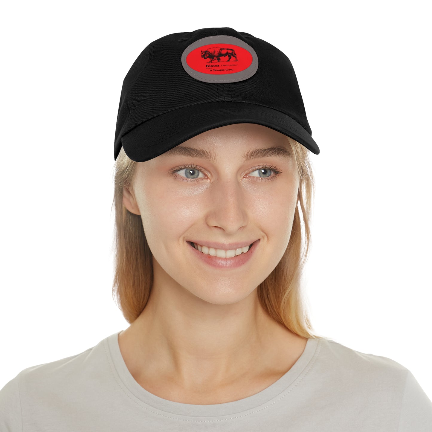 BISON Dad Hat with Leather Patch (Round)