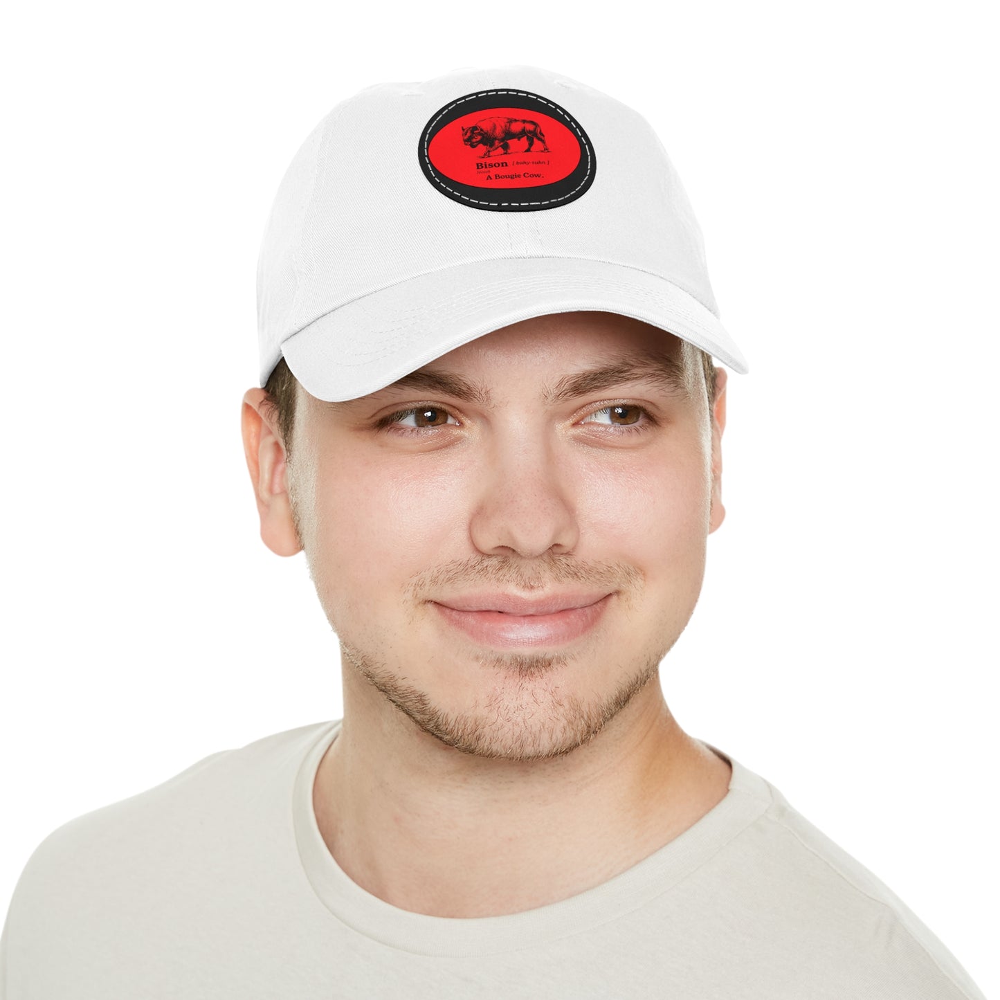 BISON Dad Hat with Leather Patch (Round)