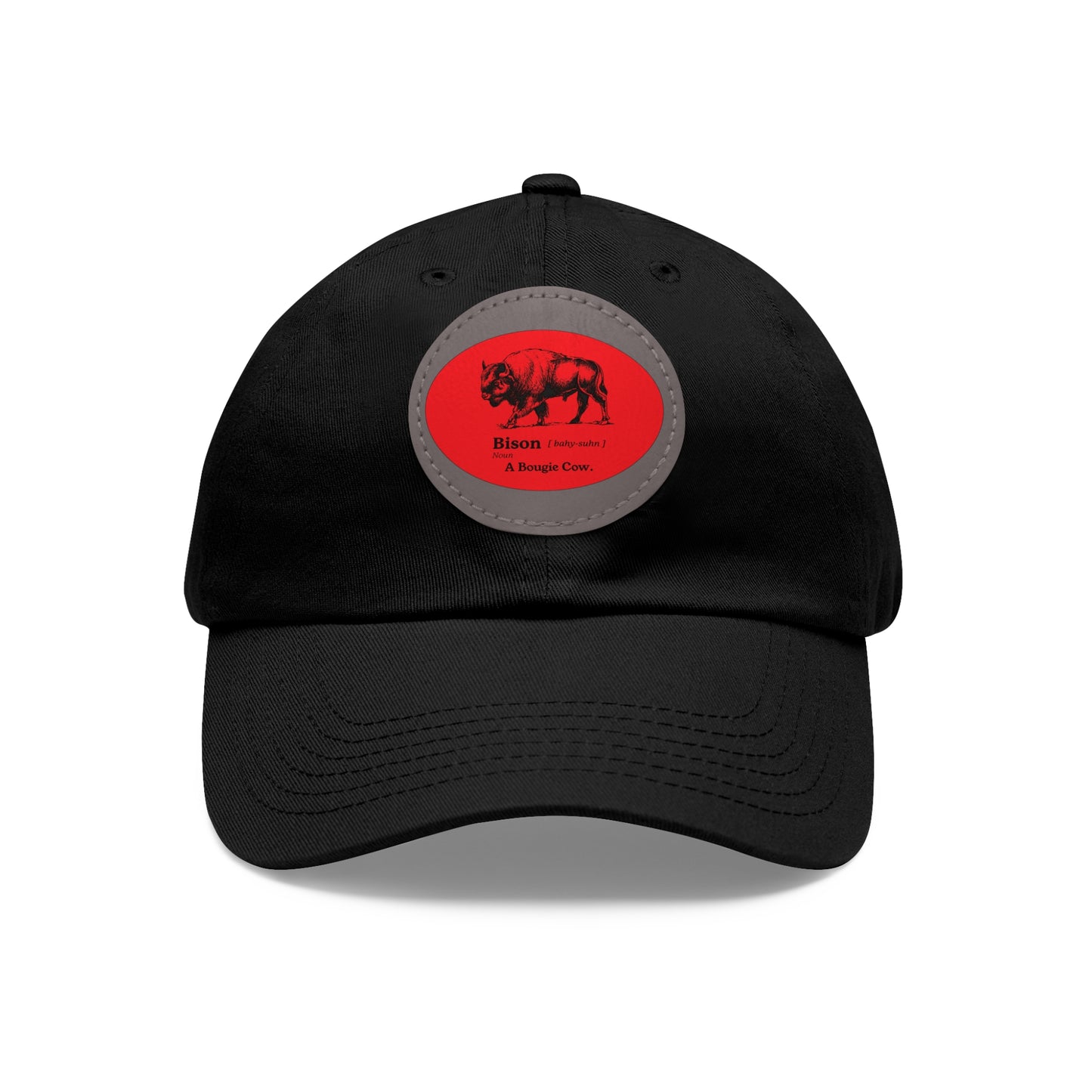BISON Dad Hat with Leather Patch (Round)