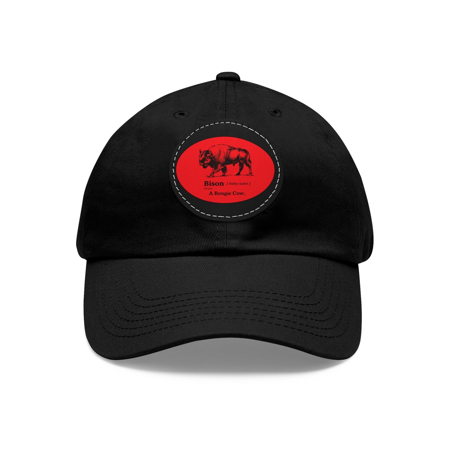 BISON Dad Hat with Leather Patch (Round)