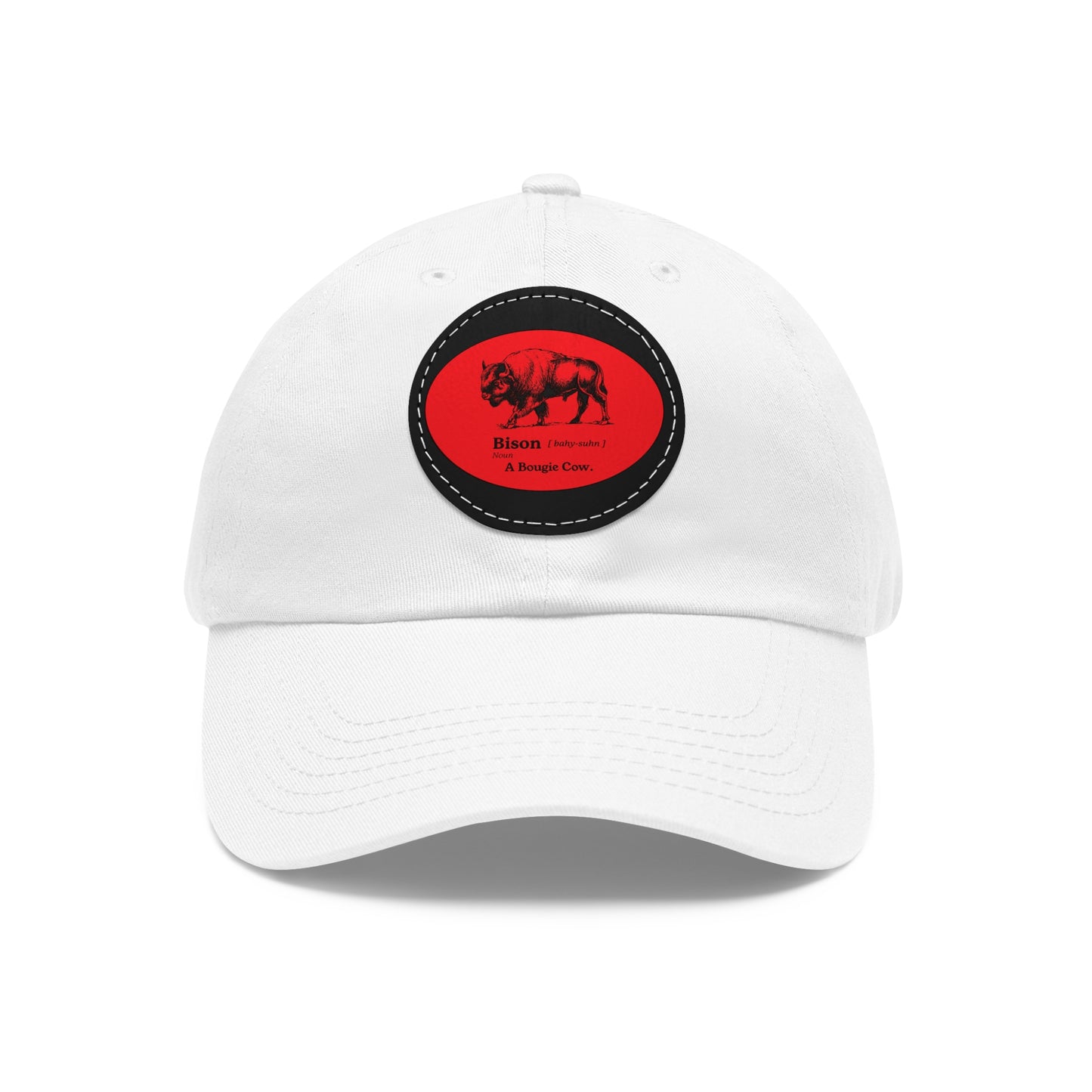 BISON Dad Hat with Leather Patch (Round)