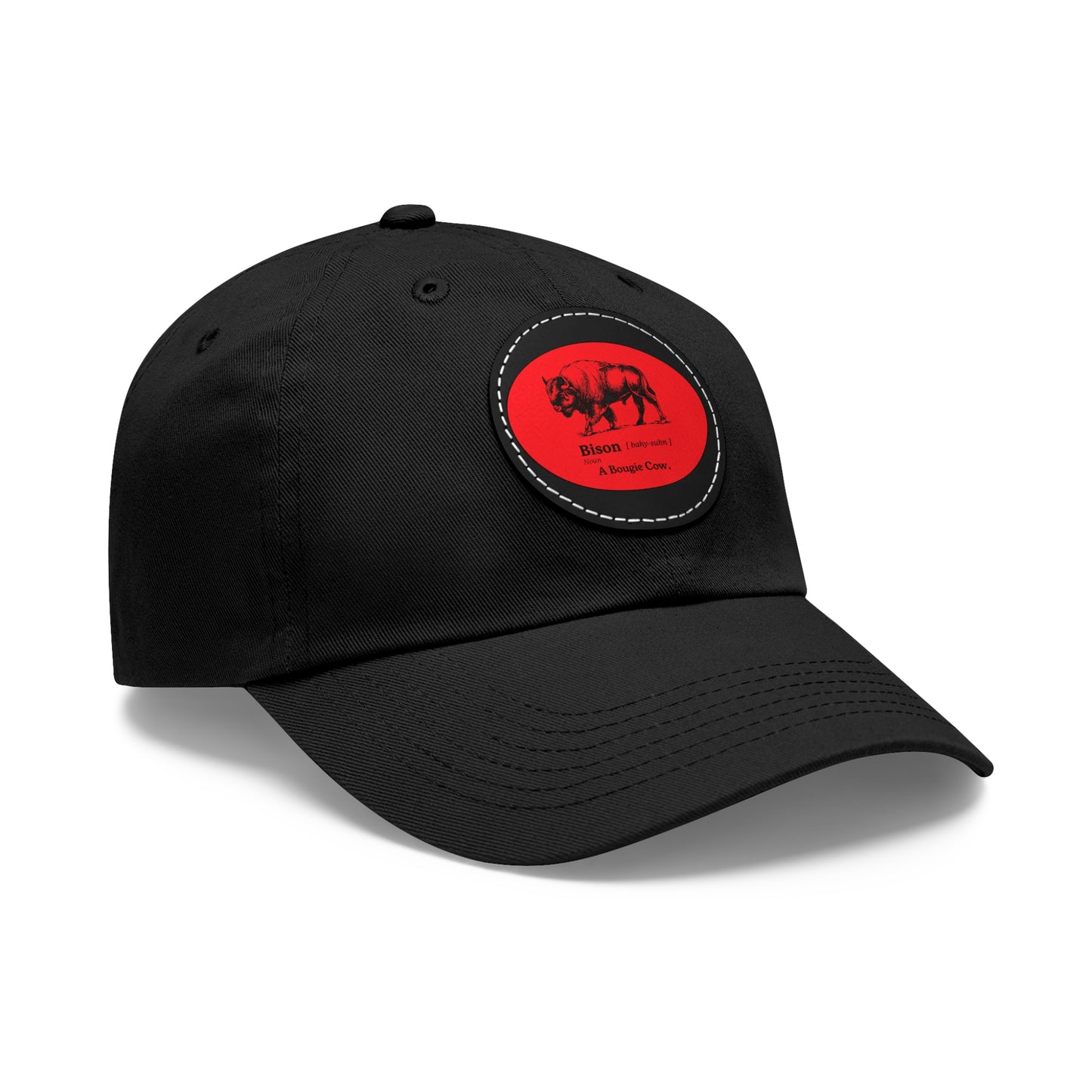 BISON Dad Hat with Leather Patch (Round)