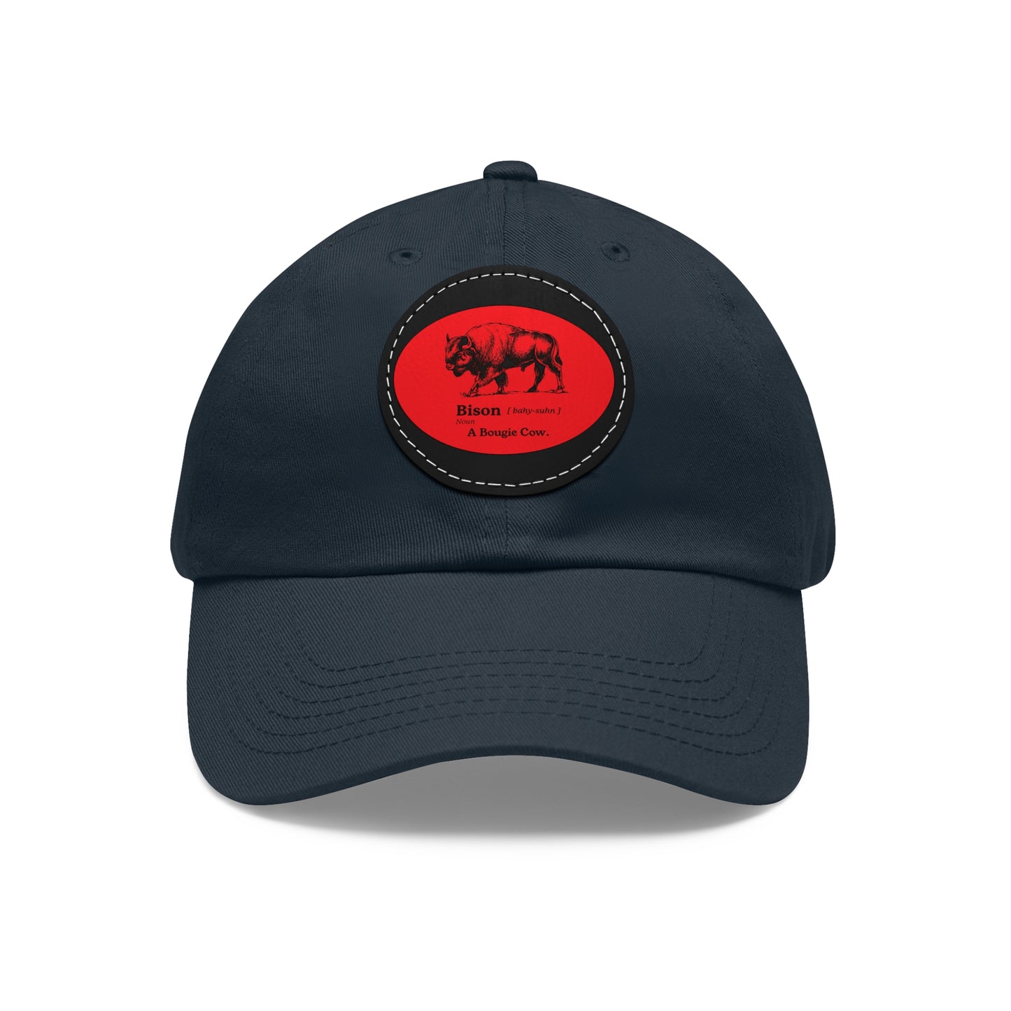 BISON Dad Hat with Leather Patch (Round)