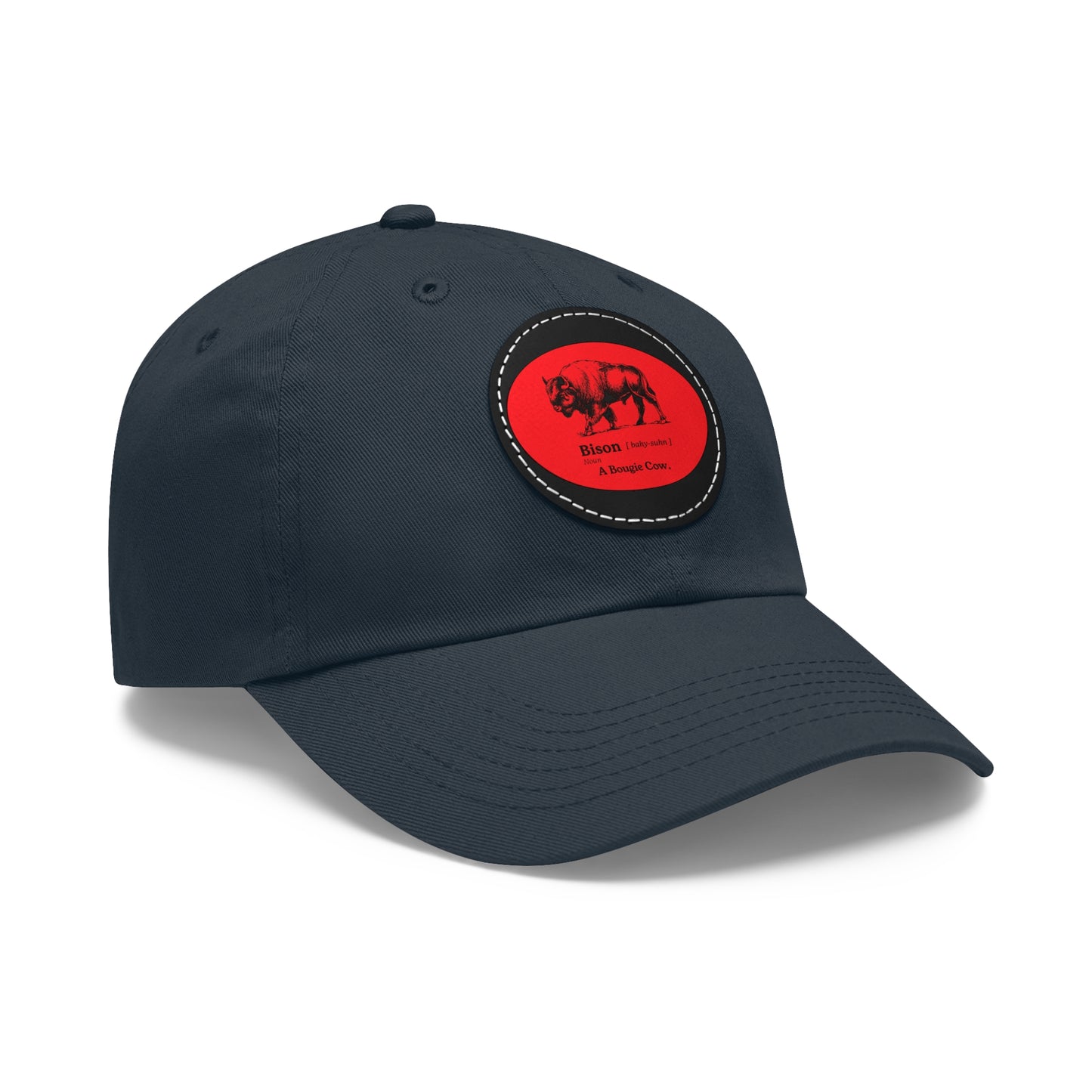 BISON Dad Hat with Leather Patch (Round)