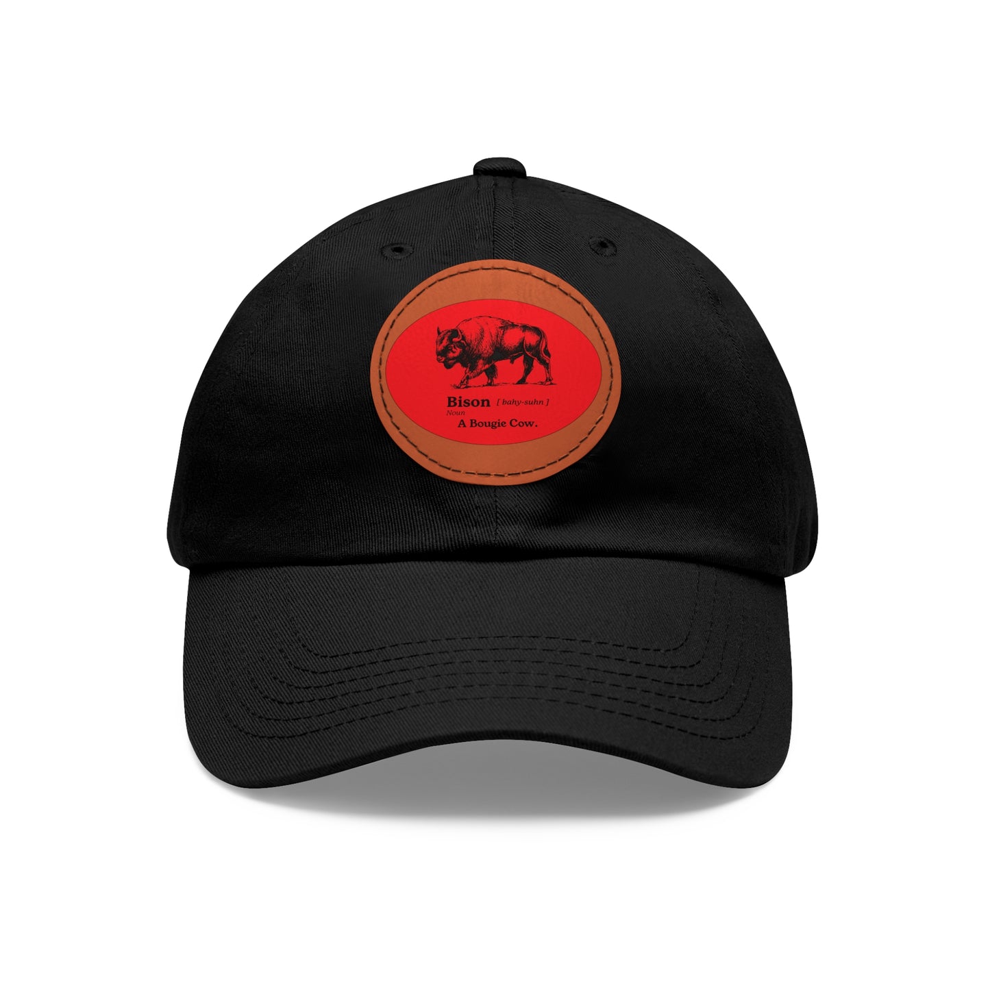 BISON Dad Hat with Leather Patch (Round)